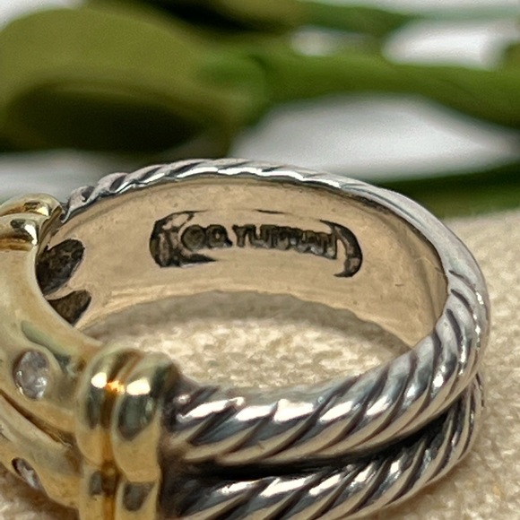 David Yurman Diamond Double Row Metro Cable Ring  .925/14K - Picture 7 of 11
